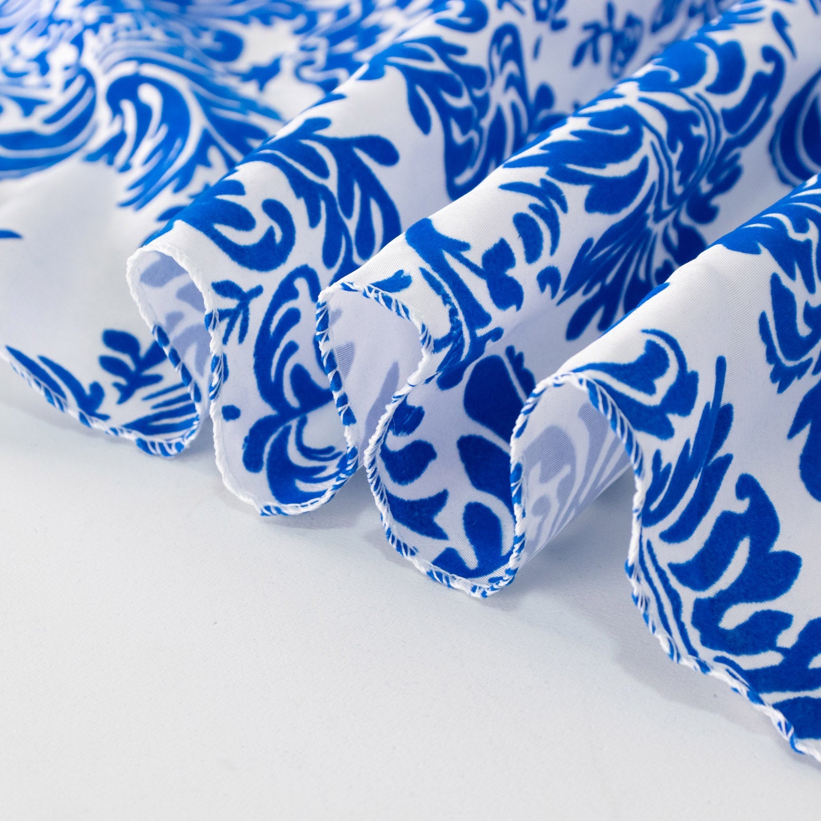 5 Pack Royal Blue White Damask Flocking Taffeta Napkins, Decorative Cloth Napkins for Weddings and Events - 20x20