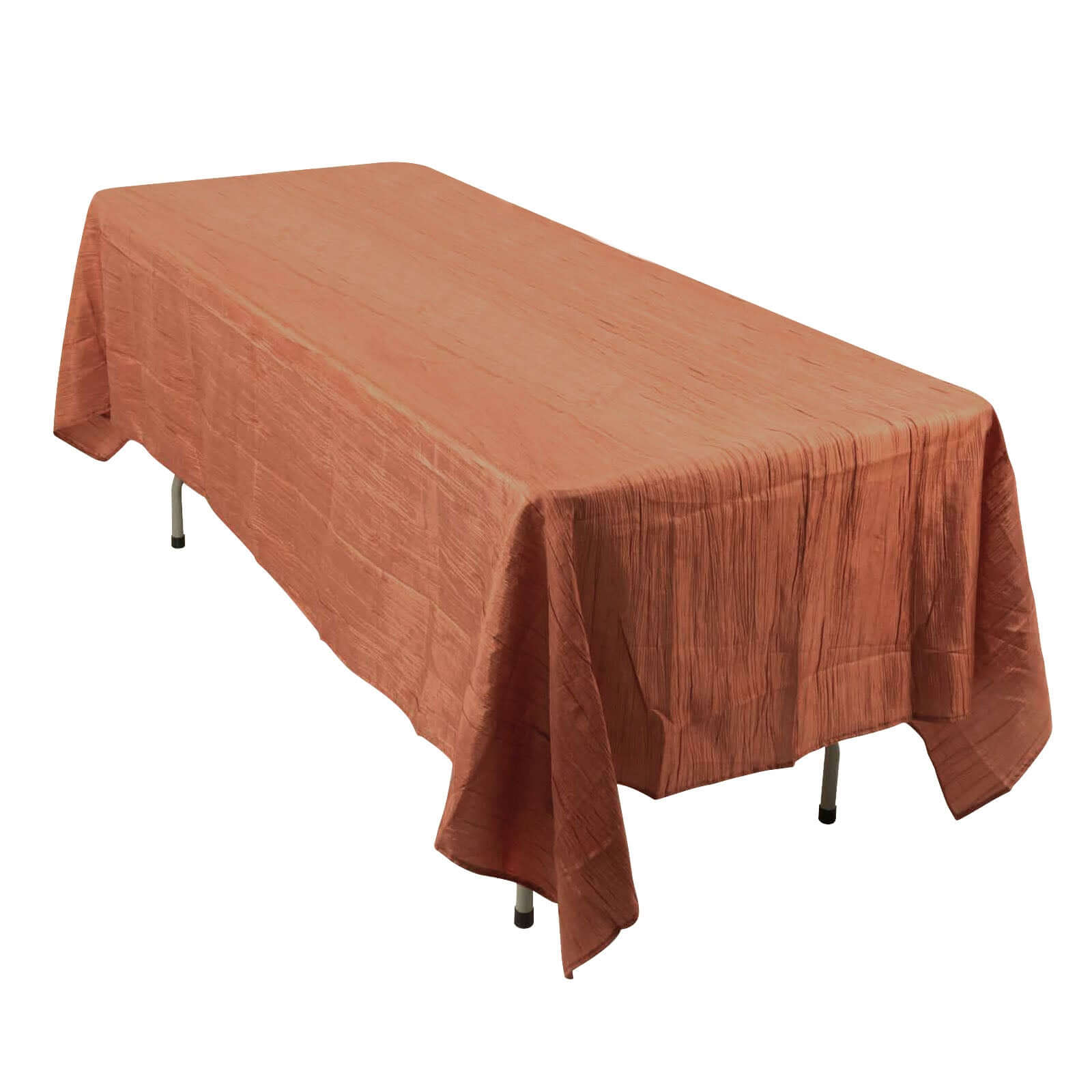 Taffeta 60x102 Rectangle Tablecloth Terracotta (Rust) - Accordion Crinkle Table Cover