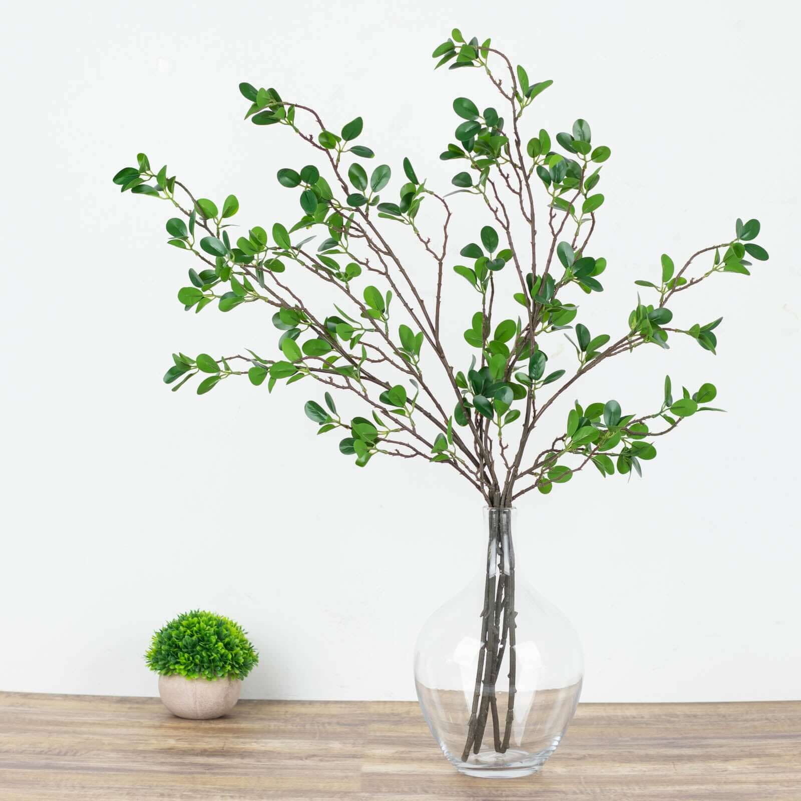 3 Pack 43 Artificial Green Petal Branches Leaf Spray, Faux Leaf Branches