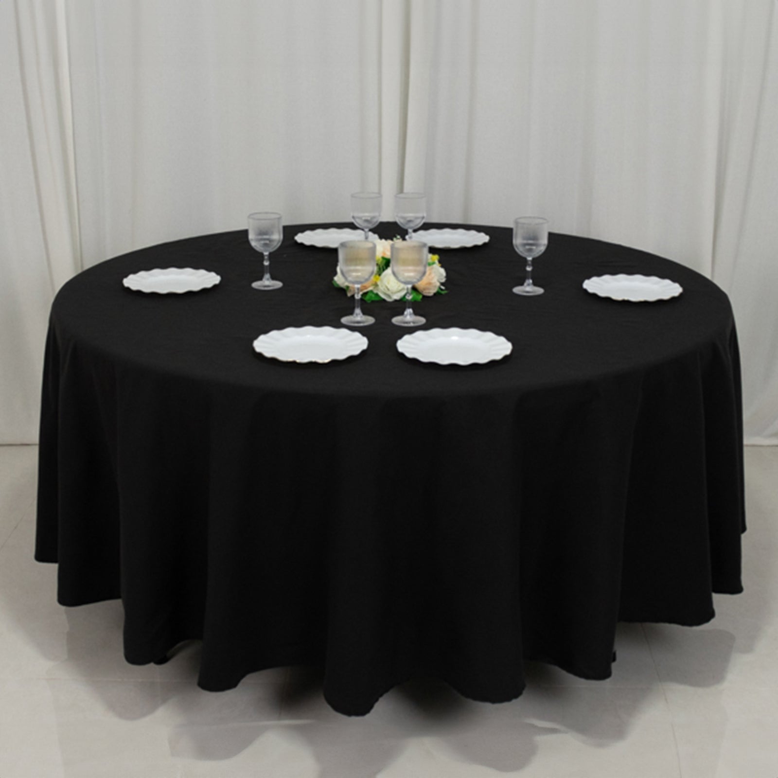 Cotton Blend 108 Round Tablecloth Black - Wrinkle-Resistant Design