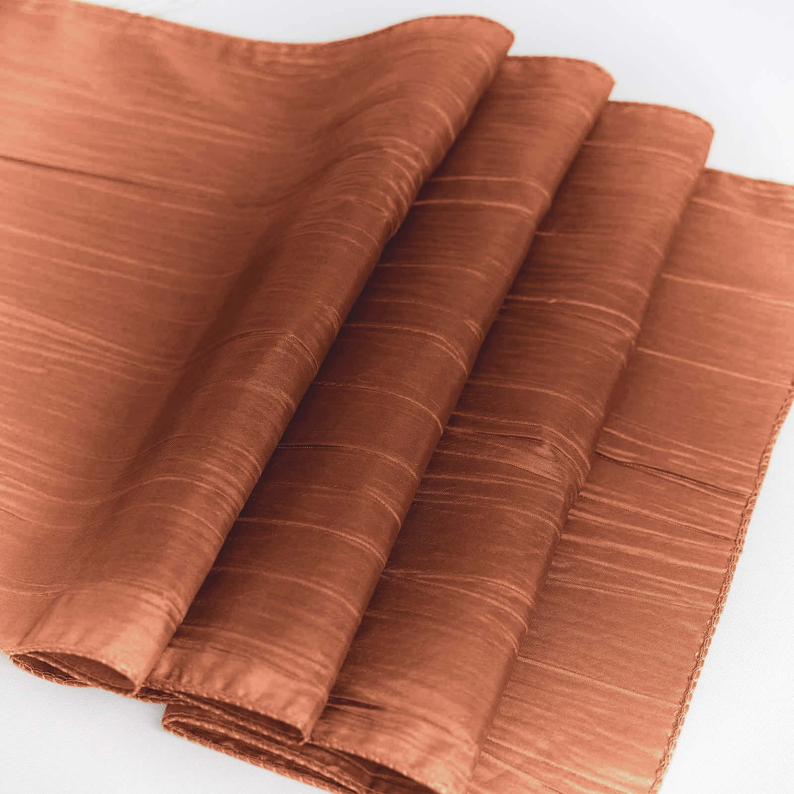 Taffeta 12x108 Table Runner Terracotta (Rust) - Accordion Crinkle Design