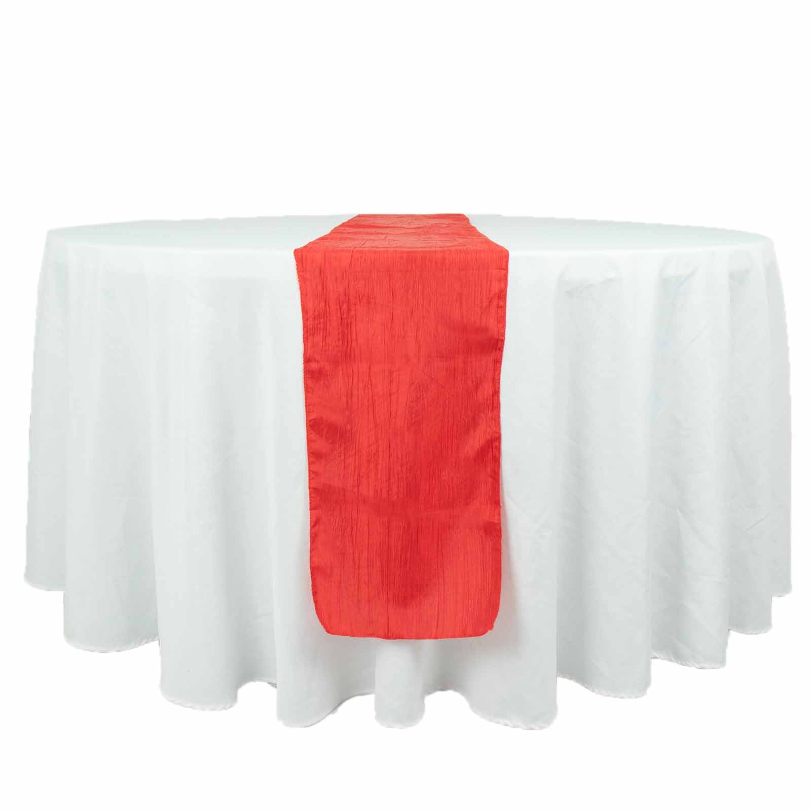 Taffeta 12x108 Table Runner Red - Accordion Crinkle Design