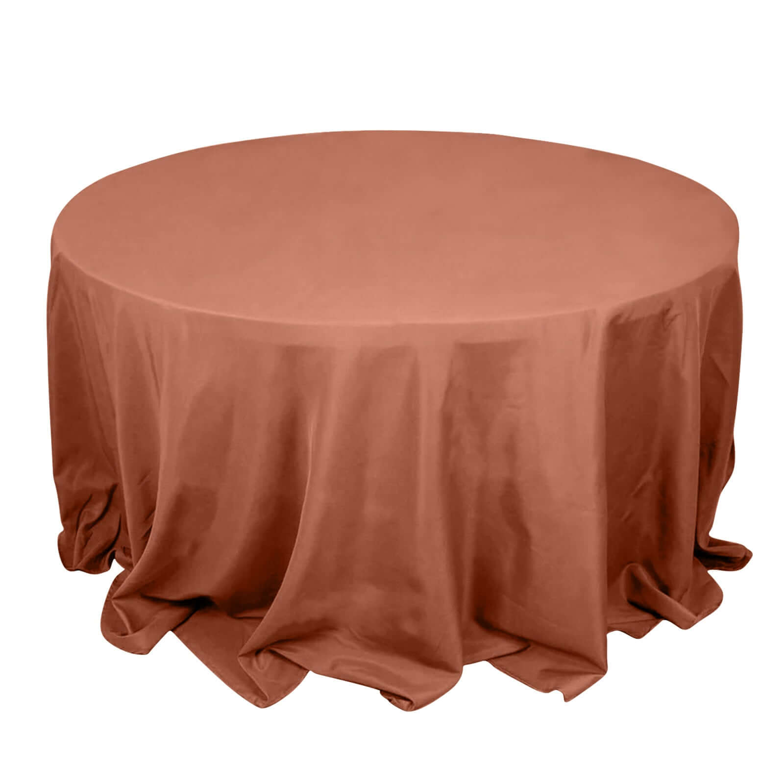 Premium Polyester 132 Round Tablecloth Terracotta (Rust) - Seamless 220GSM Wrinkle-Resistant Table Cover