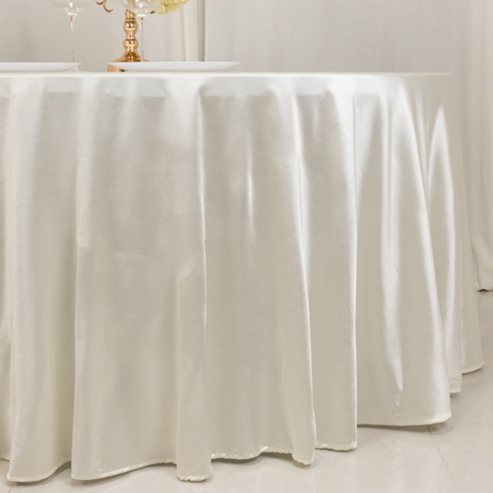 Premium Scuba Round 120 Tablecloth Shimmering Pearl - Wrinkle Free, Stain Resistant & Seamless Table Cover