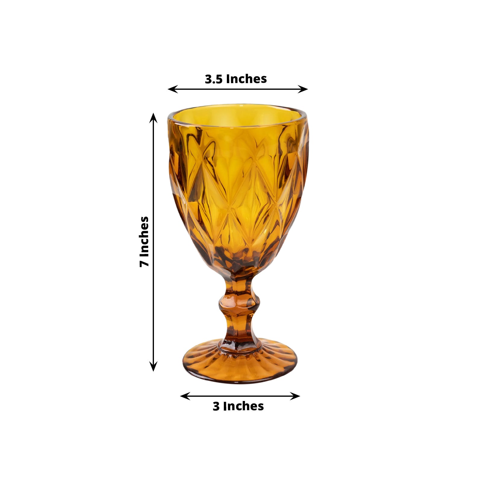 6-Pack Wine Glasses Amber Gold Embossed Crystal Cut Design Stemmed - Transparent Colored Goblets for Parties & Events 12oz 7