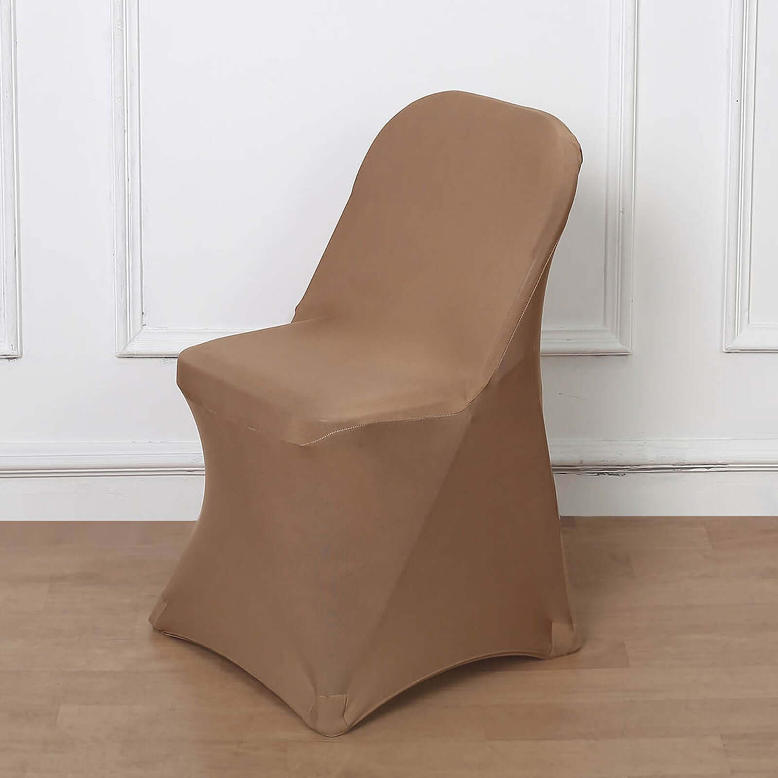 Stretch Spandex Chair Cover Taupe for Folding Chairs - Reusable & Wrinkle-Resistant 160GSM Fitted Slipcover