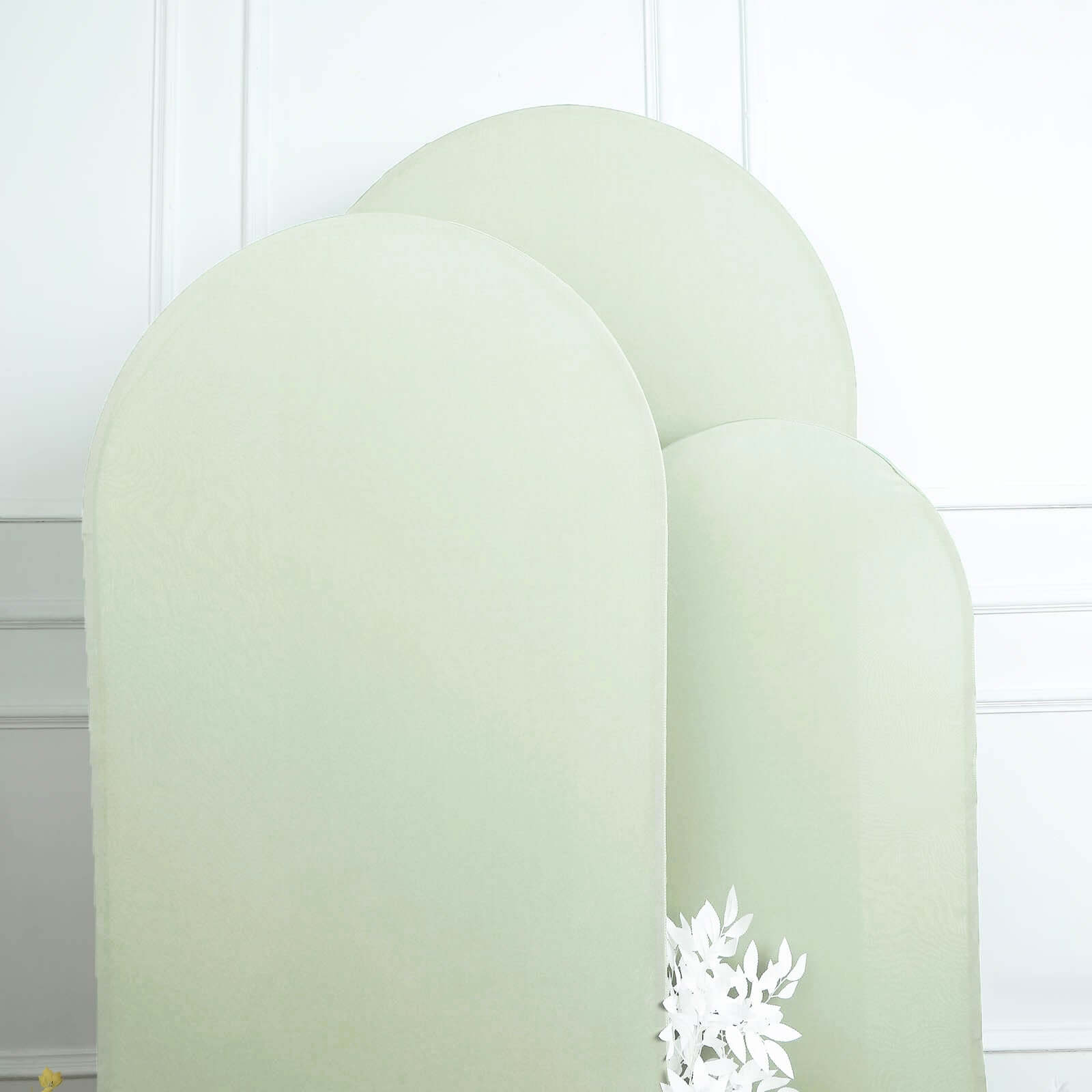 Set of 3 Matte Sage Green Spandex Fitted Chiara Backdrop Stand Cover For Round Top Wedding Arch - 5ft, 6ft, 7ft