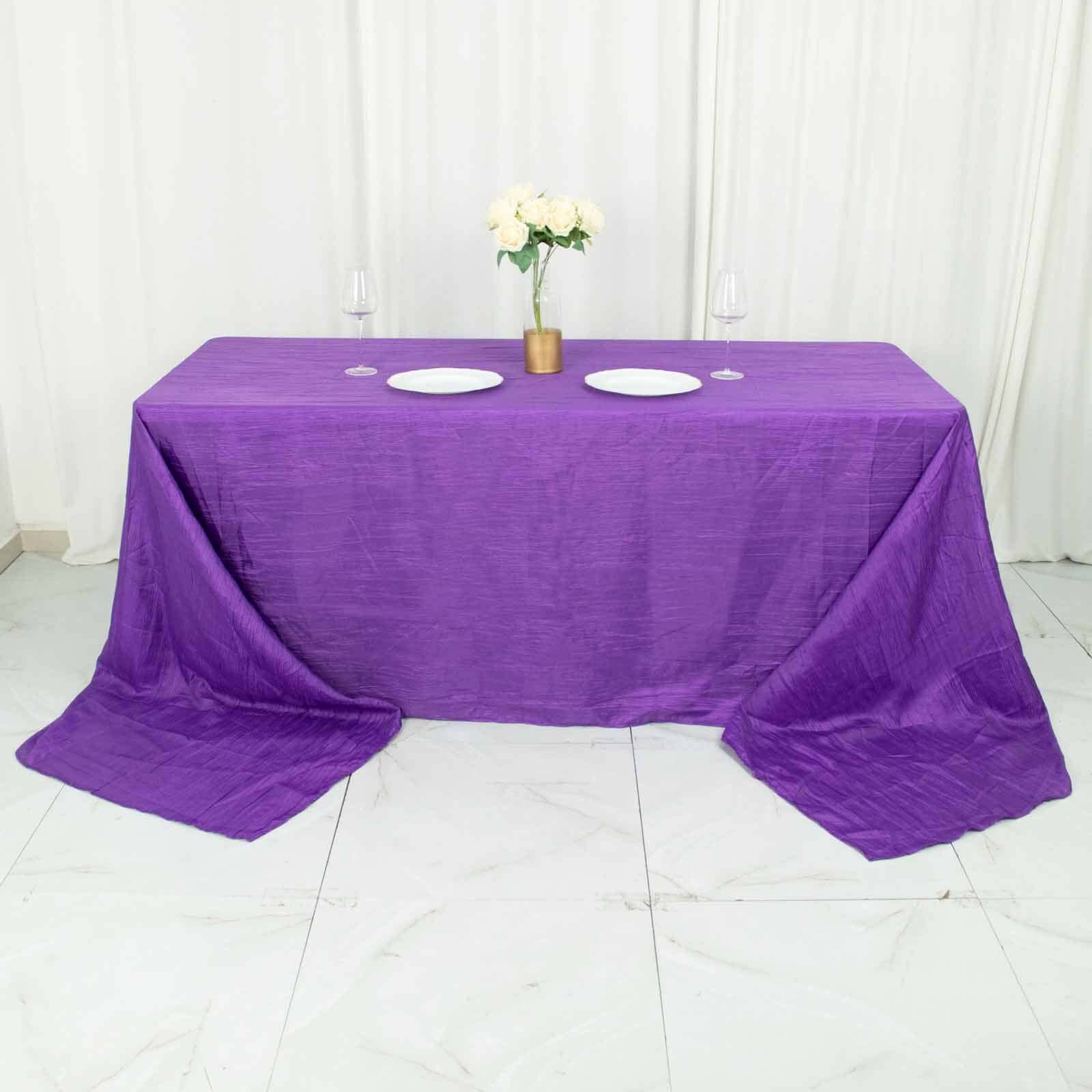 Taffeta 90x156 Rectangle Tablecloth Purple - Accordion Crinkle Seamless Table Cover