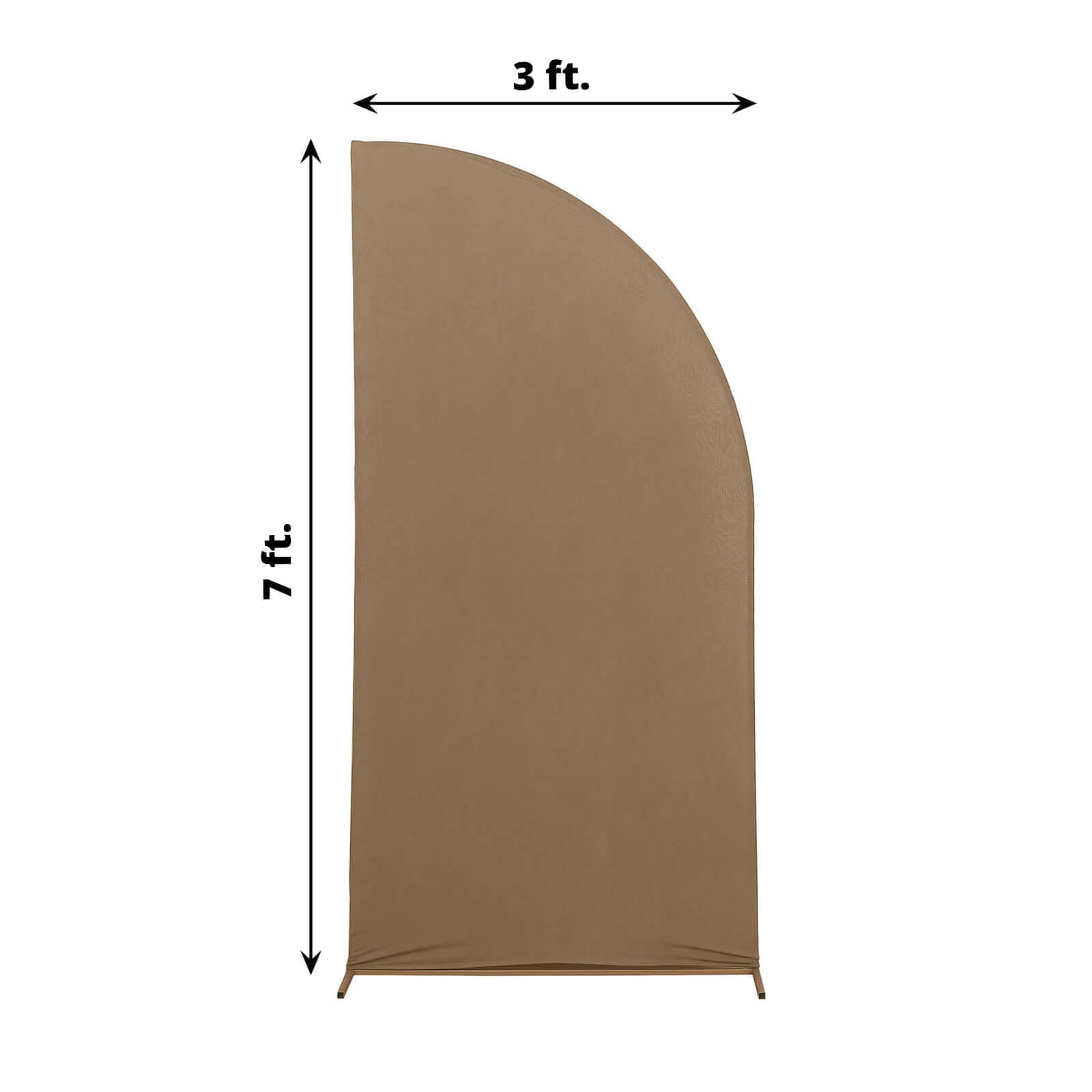 7ft Matte Taupe Spandex Half Moon Chiara Backdrop Stand Cover, Custom Fitted Wedding Arch Cover