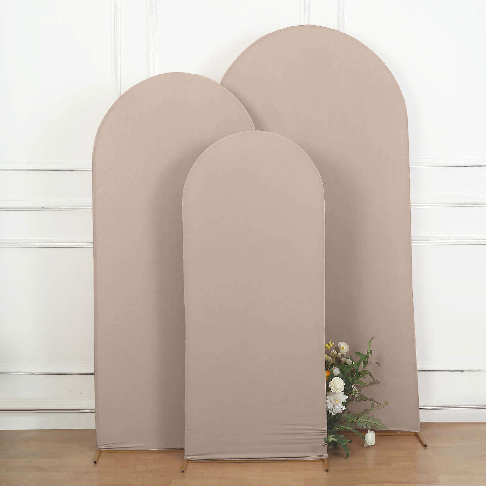 6ft Matte Nude Spandex Fitted Chiara Backdrop Stand Cover For Round Top Wedding Arch