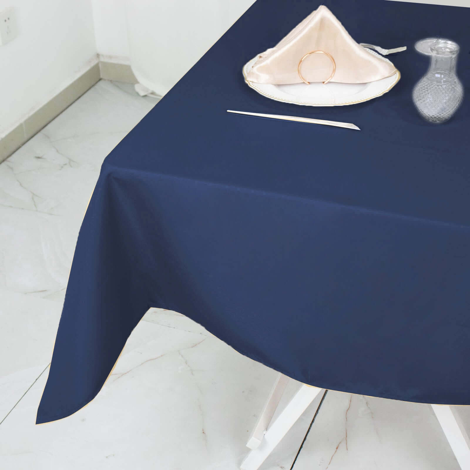 Premium Polyester 54x54 Square Tablecloth Navy Blue - Stain and Wrinkle-Resistant 220GSM Table Cover