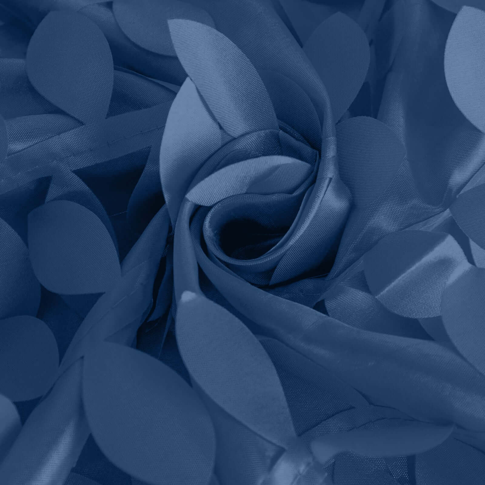 Taffeta 132 Round Tablecloth Navy Blue | 3D Leaf Petal Design Seamless Table Cover
