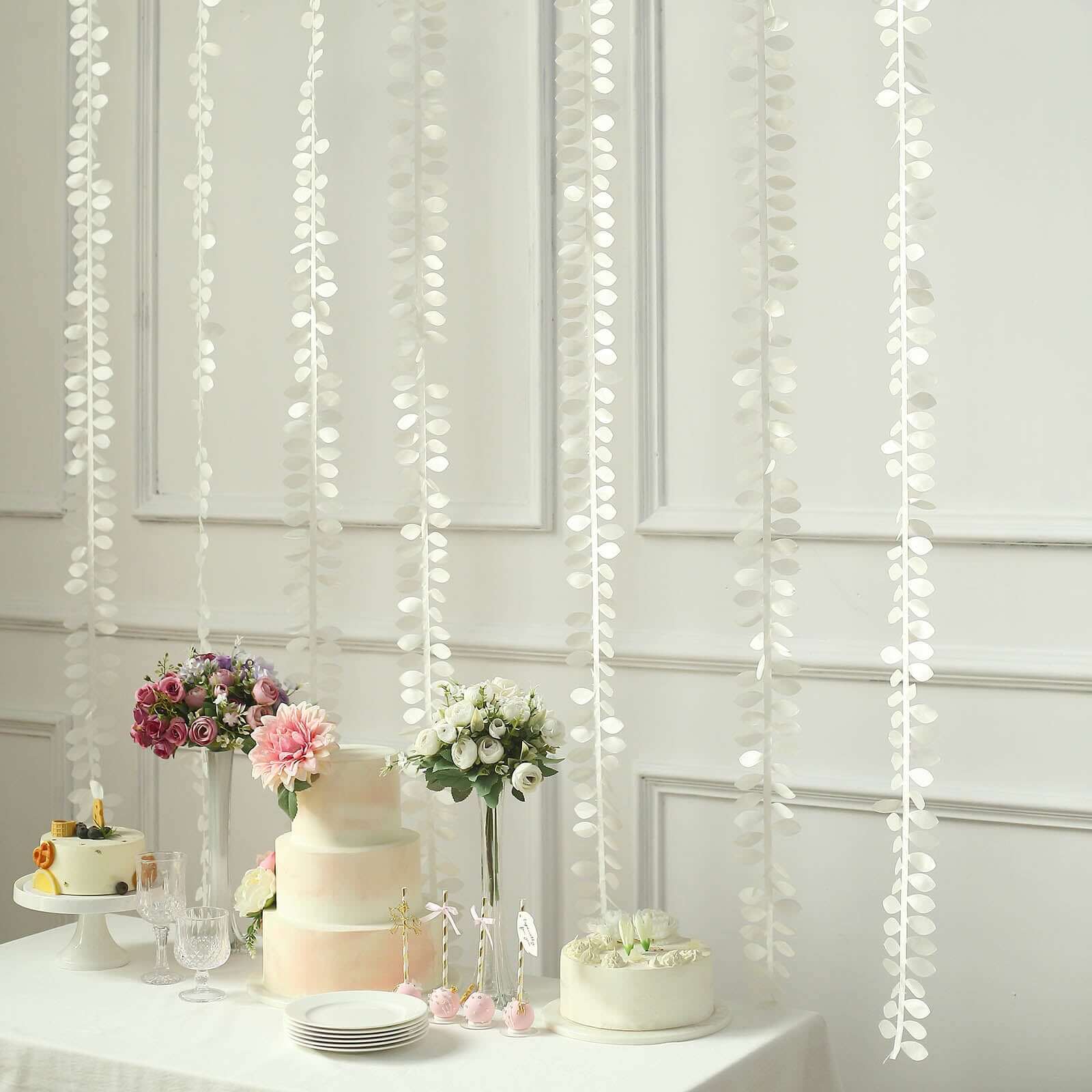 Taffeta Ribbon Sash with 4 Leaf Petal Design Ivory 50ft - Sophisticated Artificial Fabric Garland