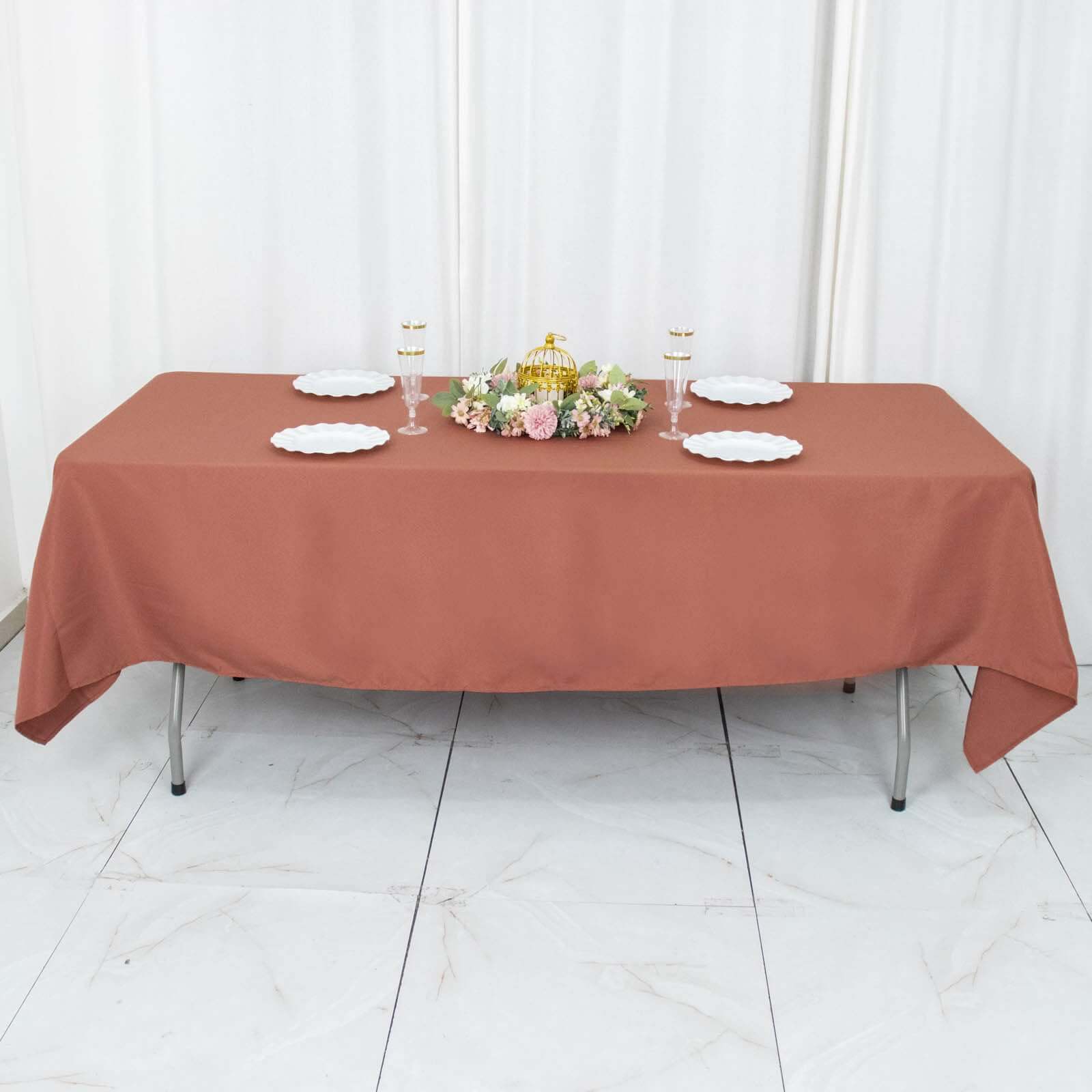 Premium Polyester 60x102 Rectangle Tablecloth Terracotta (Rust) - Durable 220GSM Wrinkle-Resistant Table Cover