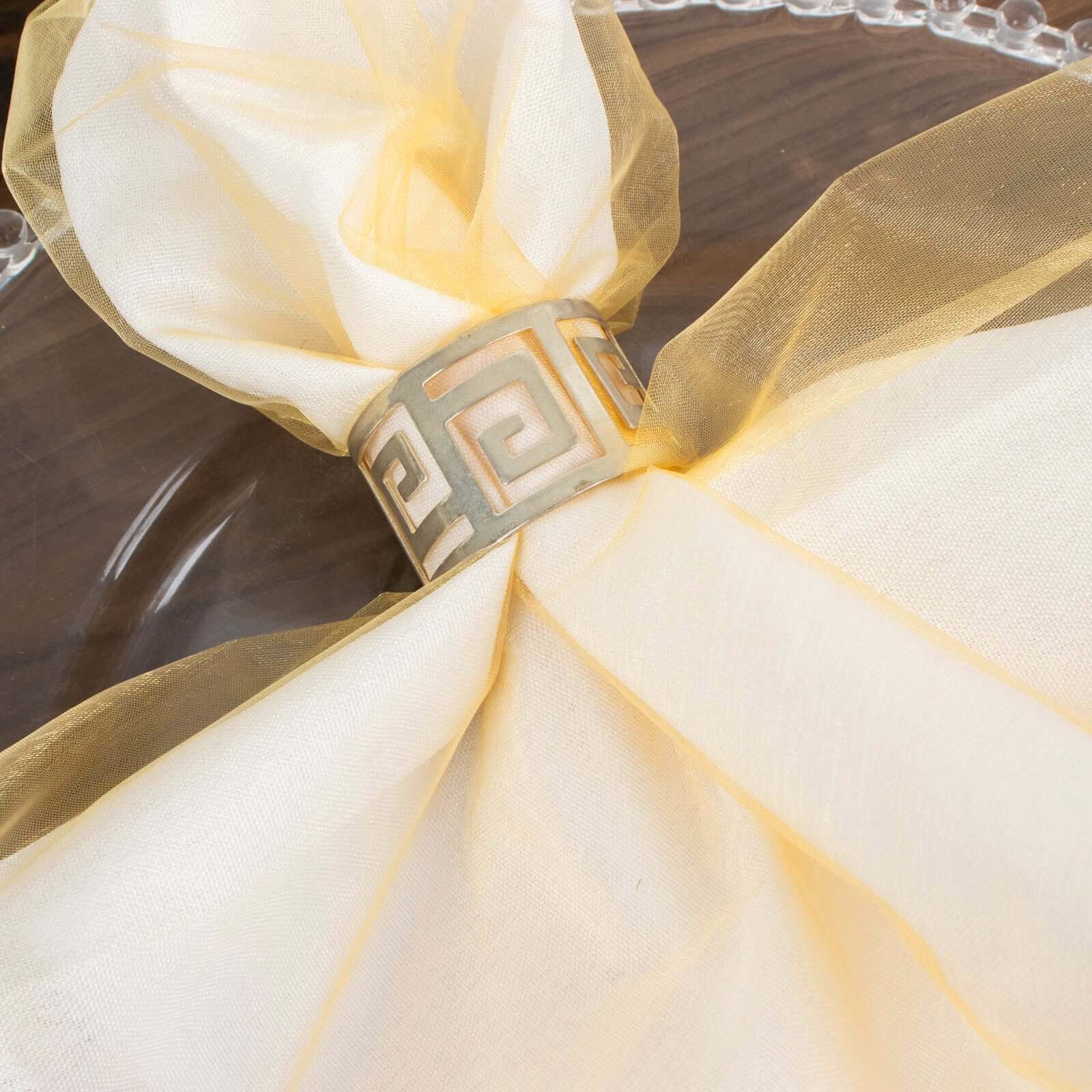 10 Pack Organza 23x23 Napkins Gold - Exquisite Sheer Cloth Napkins for Formal & Casual Events