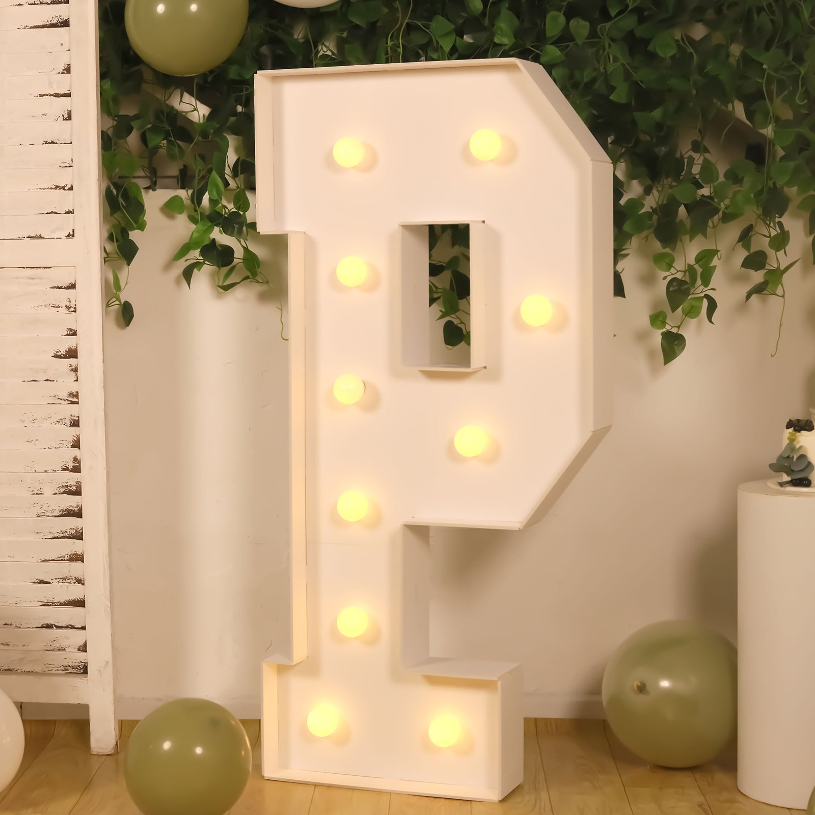 Giant LED Marquee Light Up Letter P, White 4ft Pre-Cut Foam Board with 10 Warm White Battery Operated LEDs, Glue Gun and Sticks