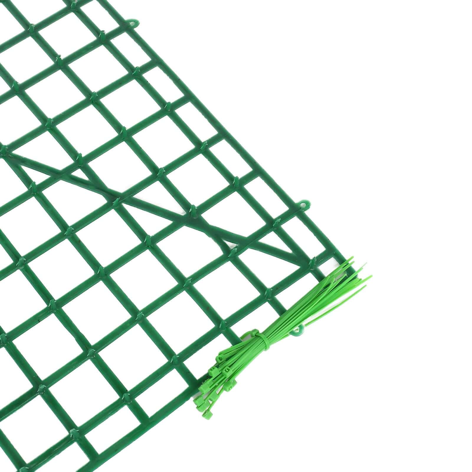 10 Pack 24x16 Dark Green Artificial Flower Wall Grid Panel Frames, DIY Plastic Mesh Plant Wall Backdrop Fences