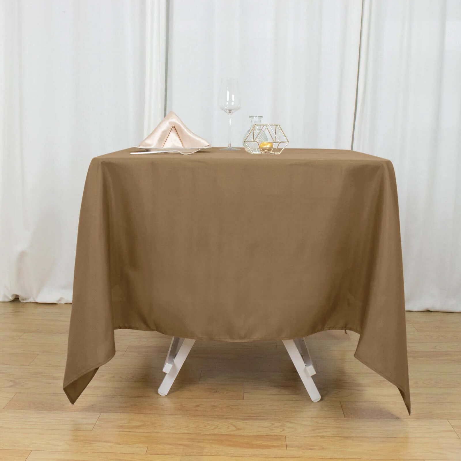 Polyester Square 70x70 Tablecloth Taupe - Wrinkle-Resistant & Durable Table Cover