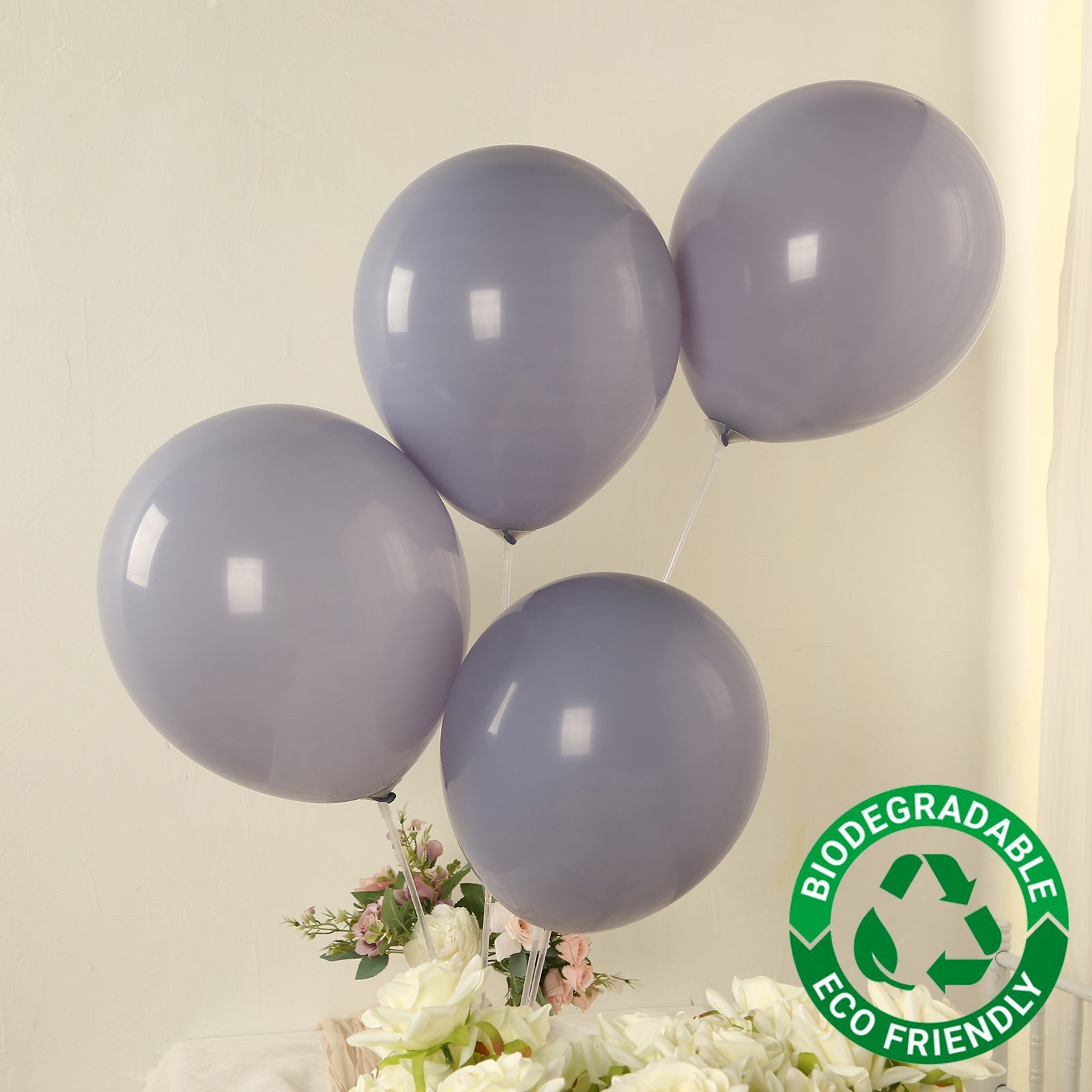 50 Pack Matte Pastel Serenity Blue Biodegradable Balloons 12, Round Eco-friendly Thick Latex Party Balloons