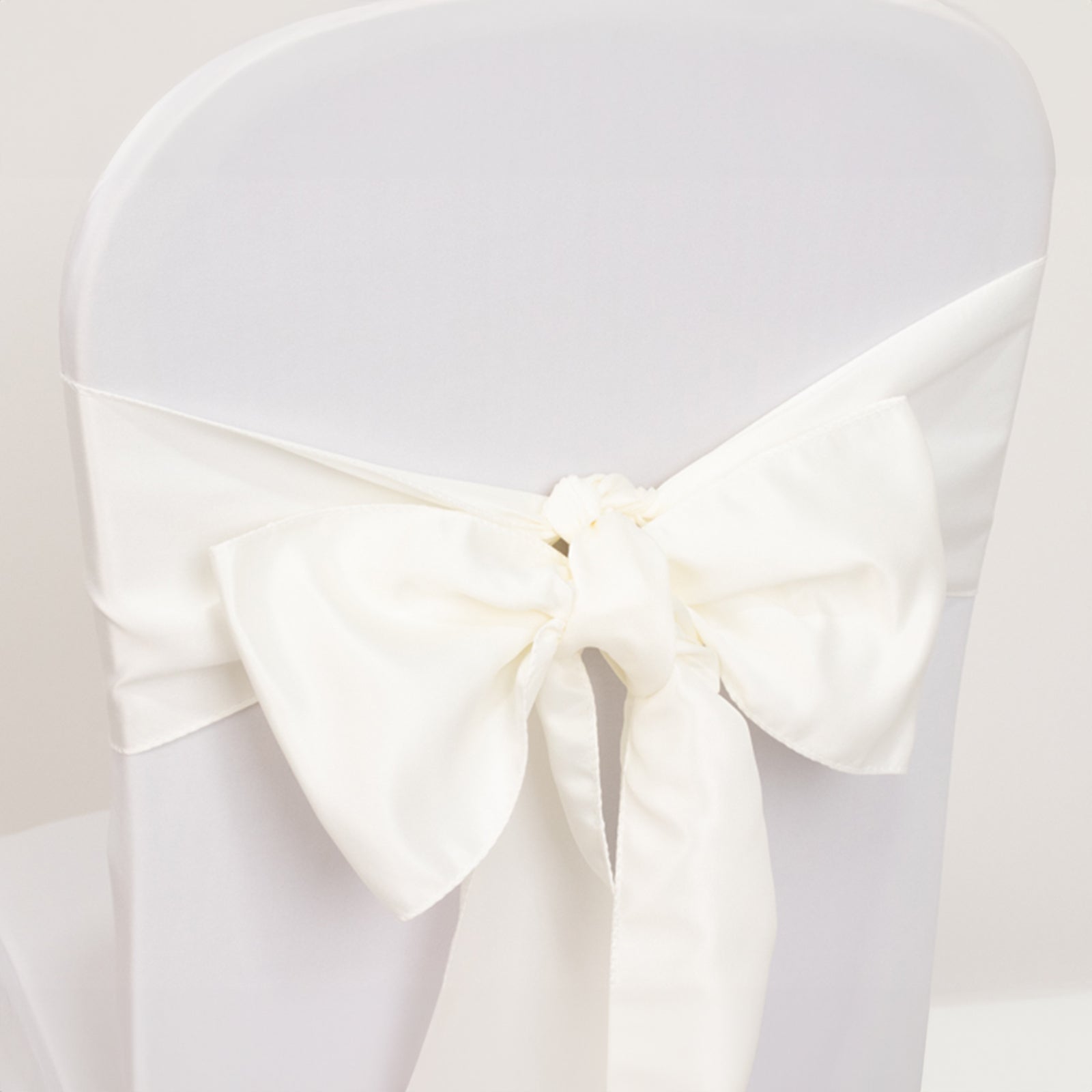 5 Pack Lamour Satin 6x106 Chair Sashes Ivory - Stylish Reusable Decorative Bows