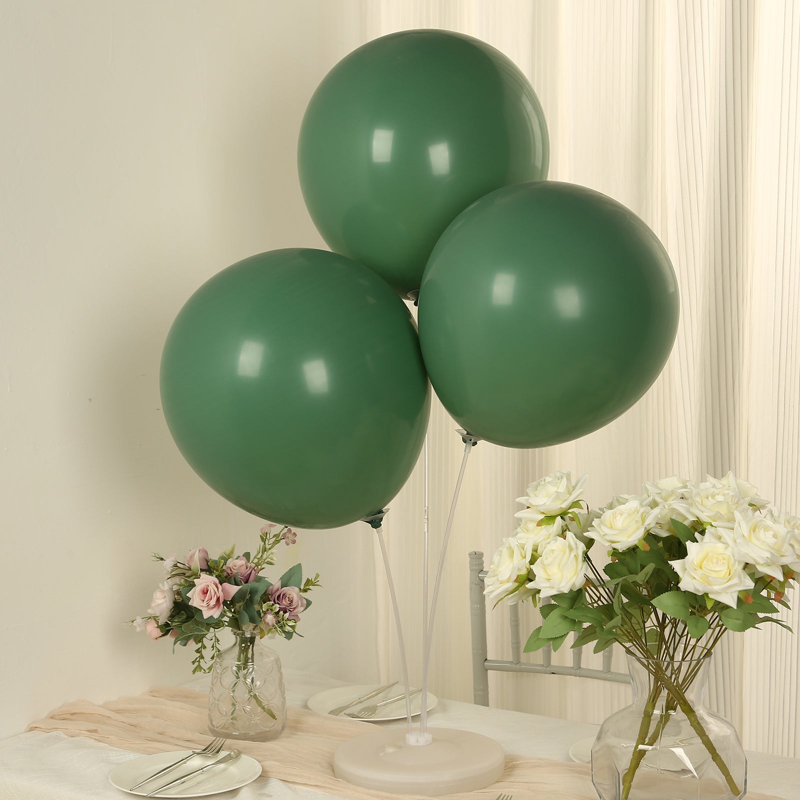 10 Pack Matte Pastel Dusty Sage Green Biodegradable Balloons 18, Round Eco-friendly Thick Latex Party Balloons