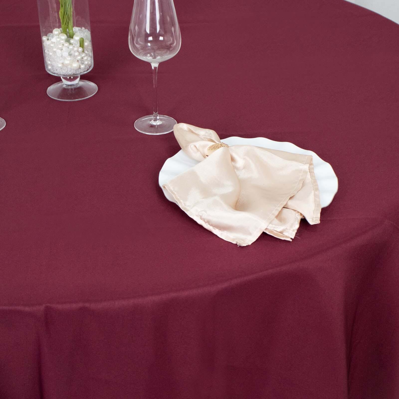 Premium Polyester 90 Round Tablecloth Burgundy - Stain and Wrinkle-Resistant Design with 220GSM Thickness Table Cover