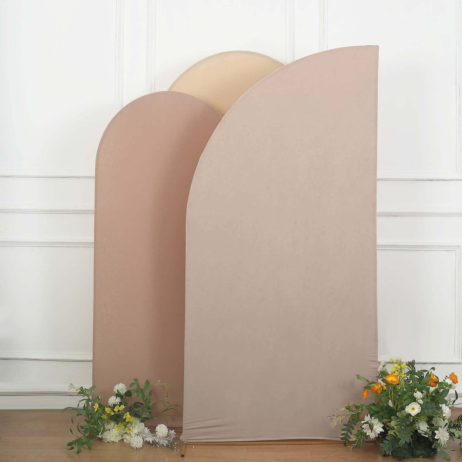 7ft Matte Nude Spandex Half Moon Chiara Backdrop Stand Cover, Custom Fitted Wedding Arch Cover