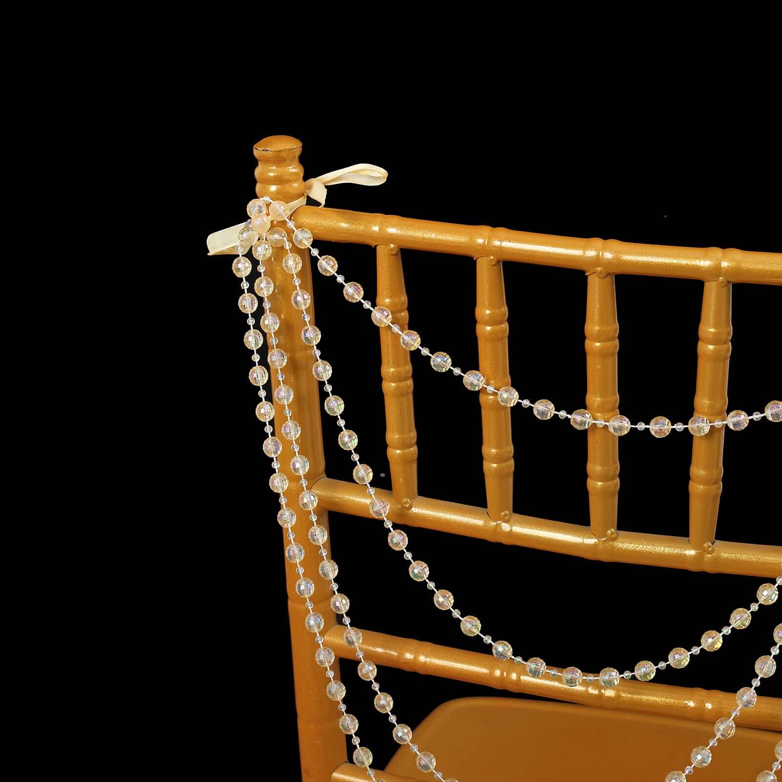 Faux Pearl Beaded 16 Chair Back Garland Sash Amber Gatsby-Inspired Style - Pre-Tied Chic Wedding Decor for Chiavari Chairs