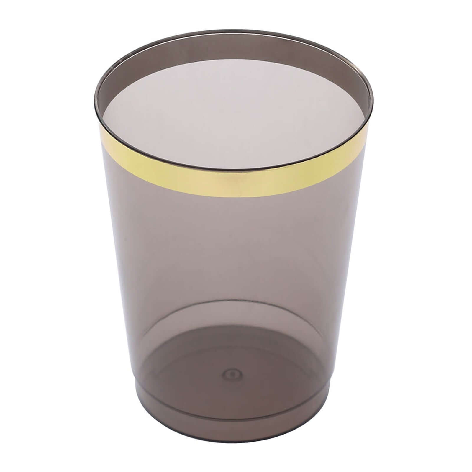 25-Pack Plastic Tumbler Cups Transparent Black with Gold Rim - Stylish Disposable Party Glasses 10oz