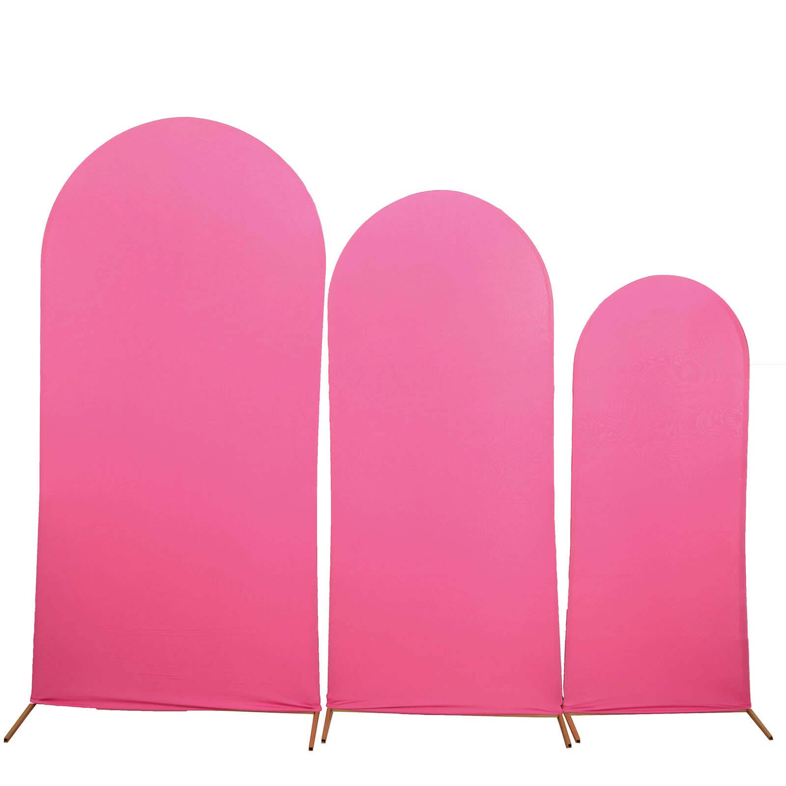 Set of 3 Matte Fuchsia Spandex Fitted Chiara Backdrop Stand Cover For Round Top Wedding Arch - 5ft, 6ft, 7ft