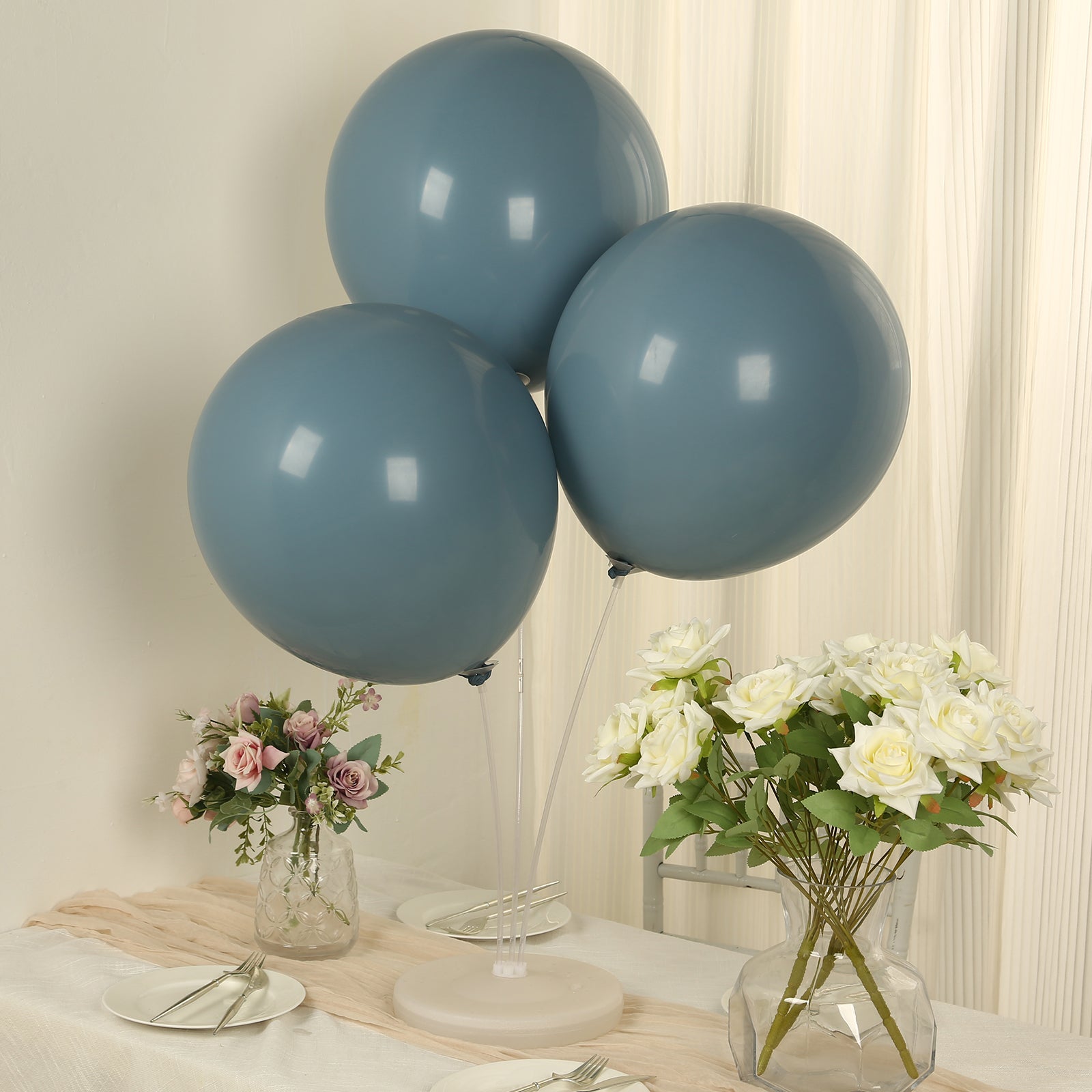 10 Pack Matte Pastel Dusty Blue Biodegradable Balloons 18, Round Eco-friendly Thick Latex Party Balloons