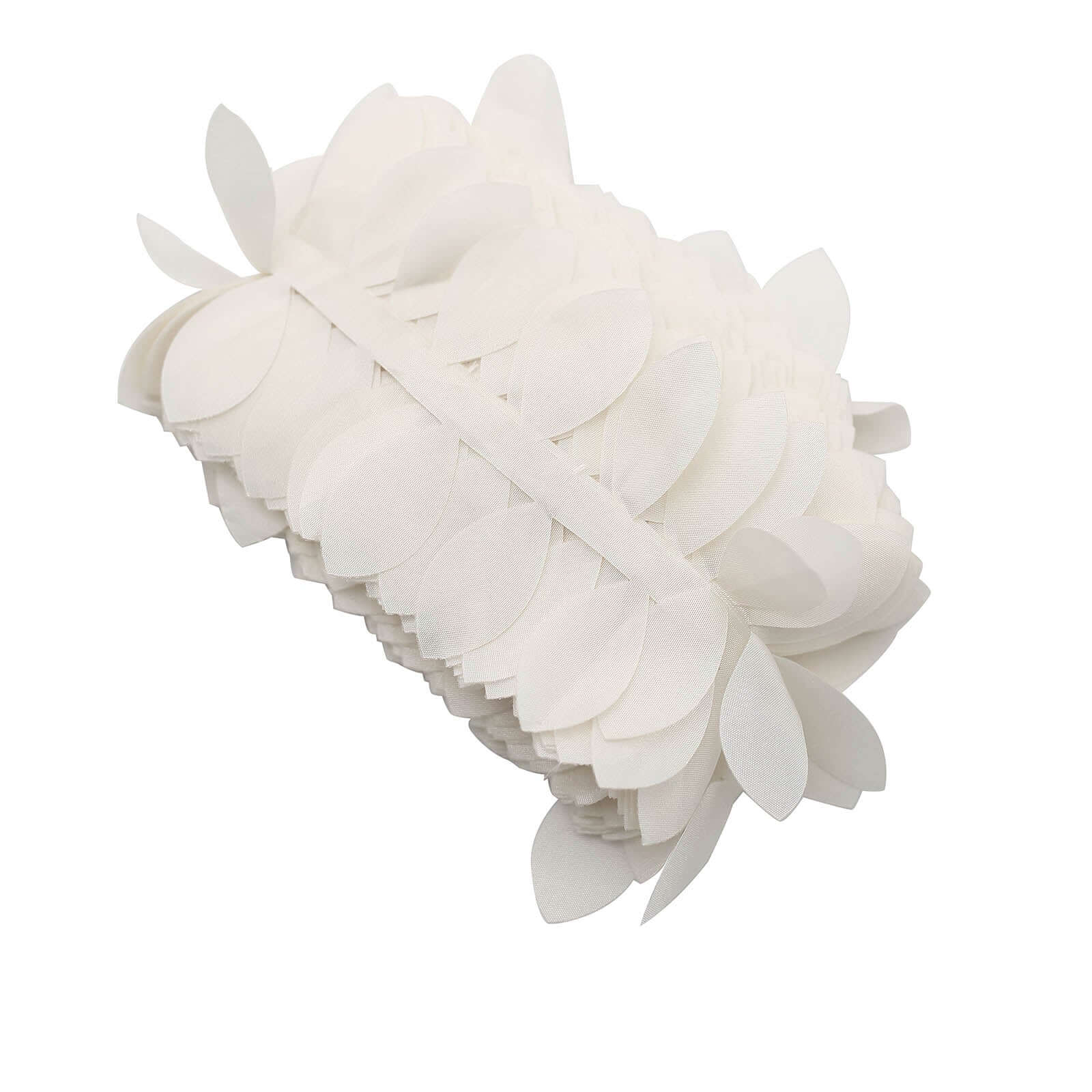 Taffeta Ribbon Sash with 4 Leaf Petal Design Ivory 50ft - Sophisticated Artificial Fabric Garland