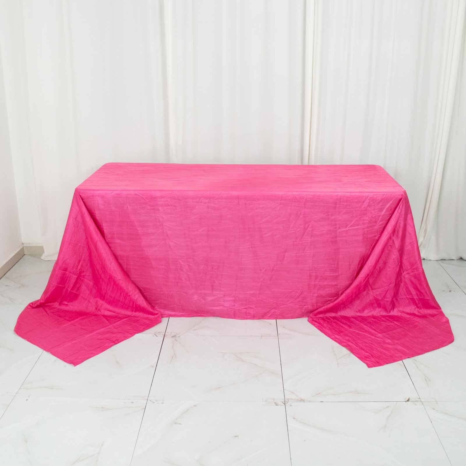 Taffeta 90x156 Rectangle Tablecloth Fuchsia - Accordion Crinkle Seamless Table Cover