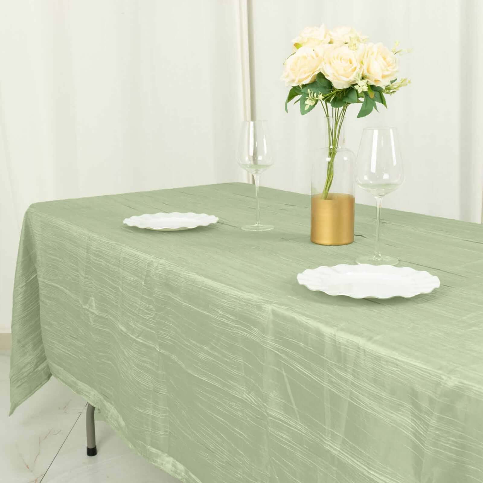 Taffeta 60x102 Rectangle Tablecloth Sage Green - Accordion Crinkle Table Cover