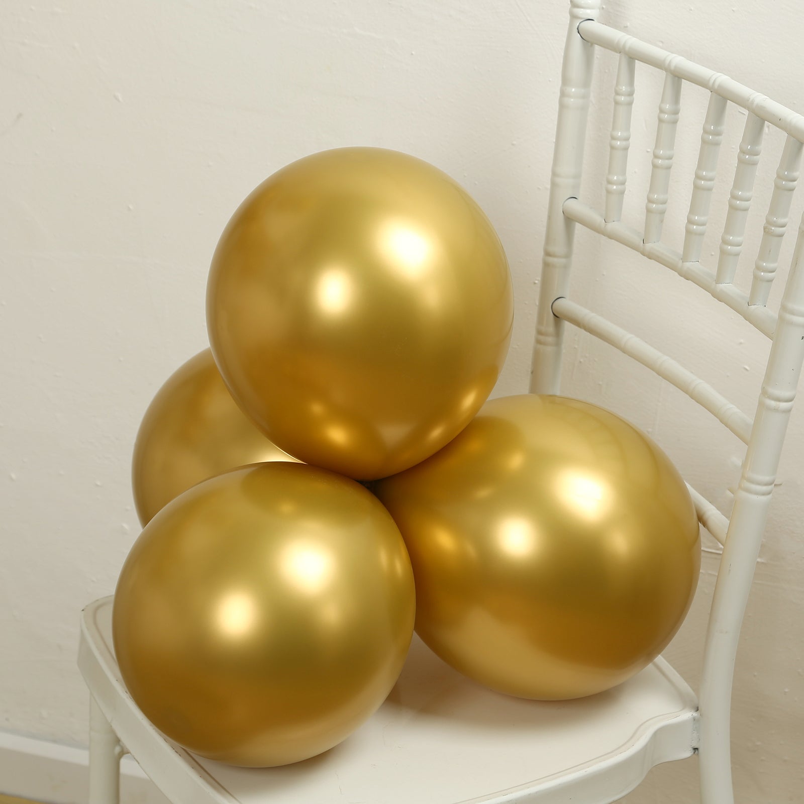 50 Pack Chrome Gold Biodegradable Latex Balloons 12, Thick Eco Friendly Metallic Party Balloons