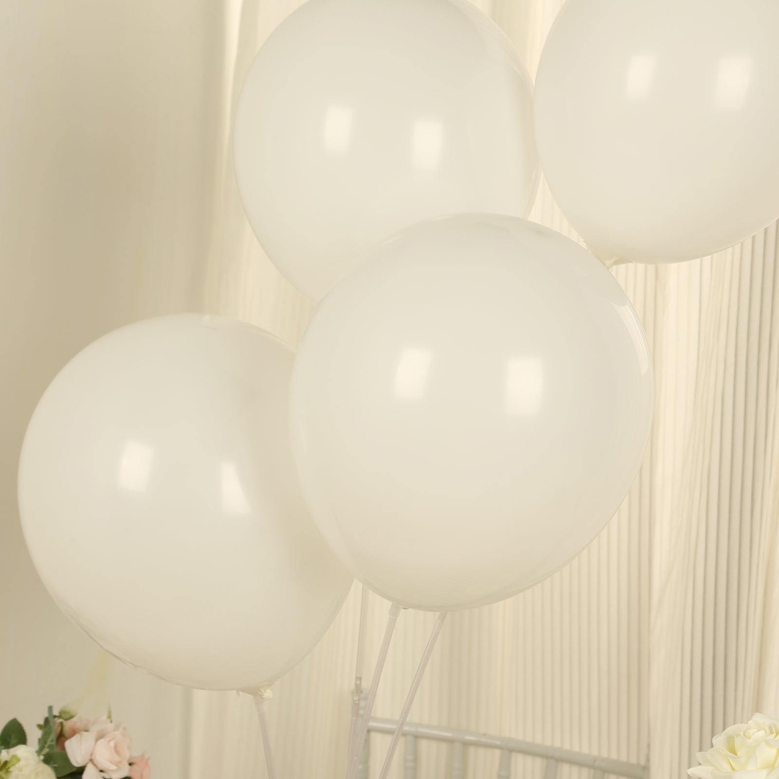 50 Pack Matte Pastel Off White Biodegradable Balloons 12, Round Eco-friendly Thick Latex Party Balloons