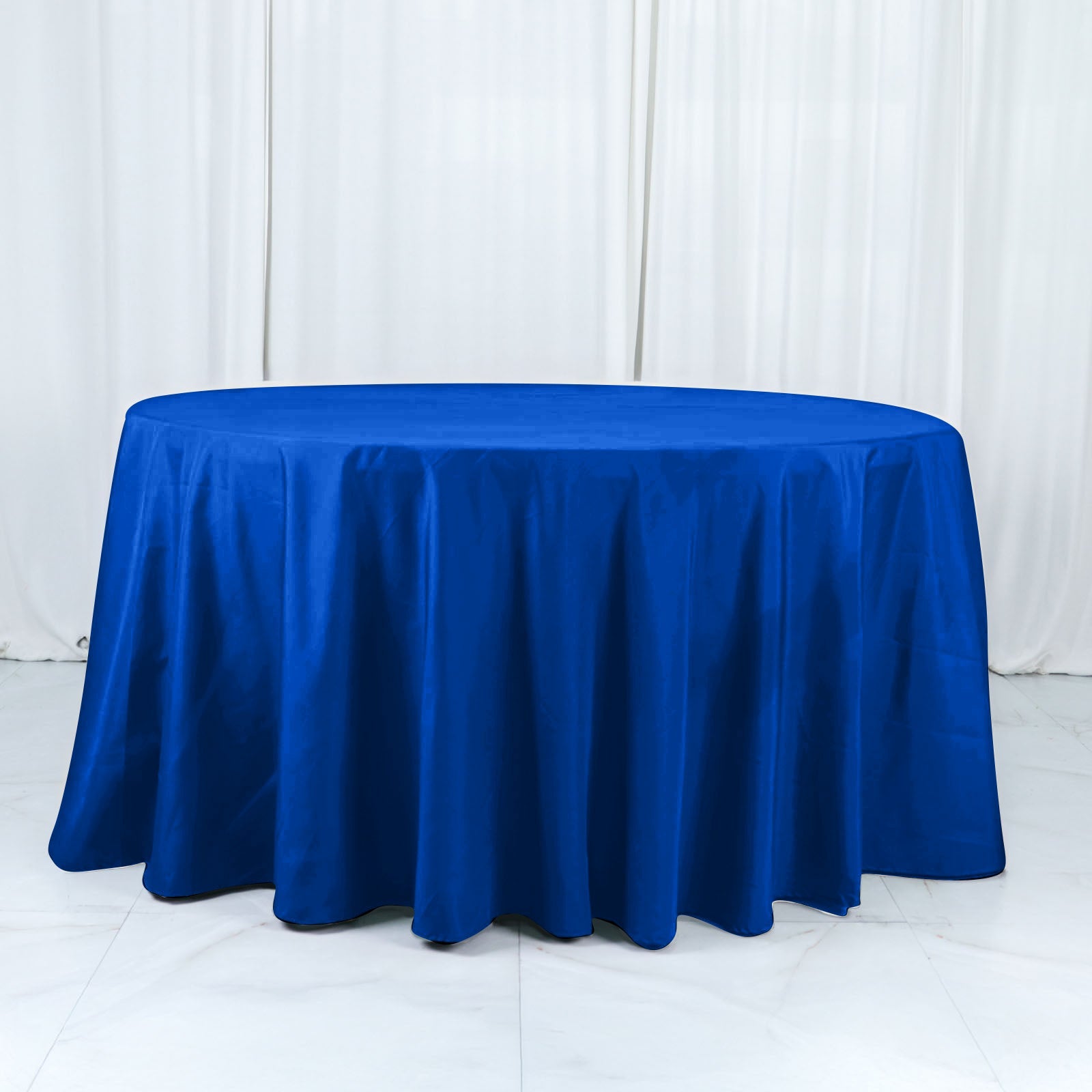 Cotton Blend 132 Round Tablecloth Royal Blue - Seamless Wrinkle-Resistant Table Cover