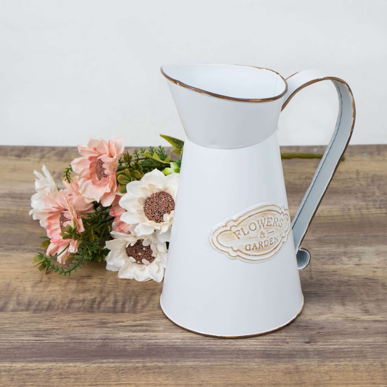 Metal Garden Water Pitcher Rustic Milk Jug Design - Shabby Chic Decorative Flower Vase 9