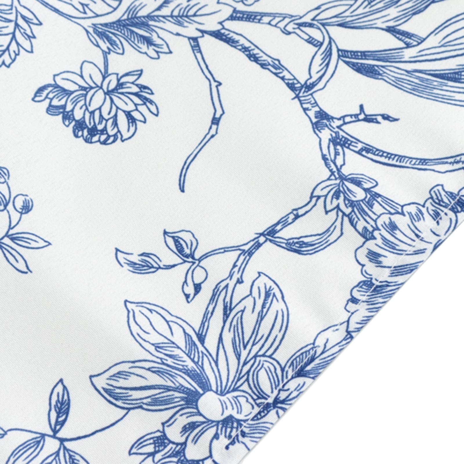 Polyester 60x102 Rectangle Tablecloth White - Blue French Toile Pattern for Elegant Gatherings