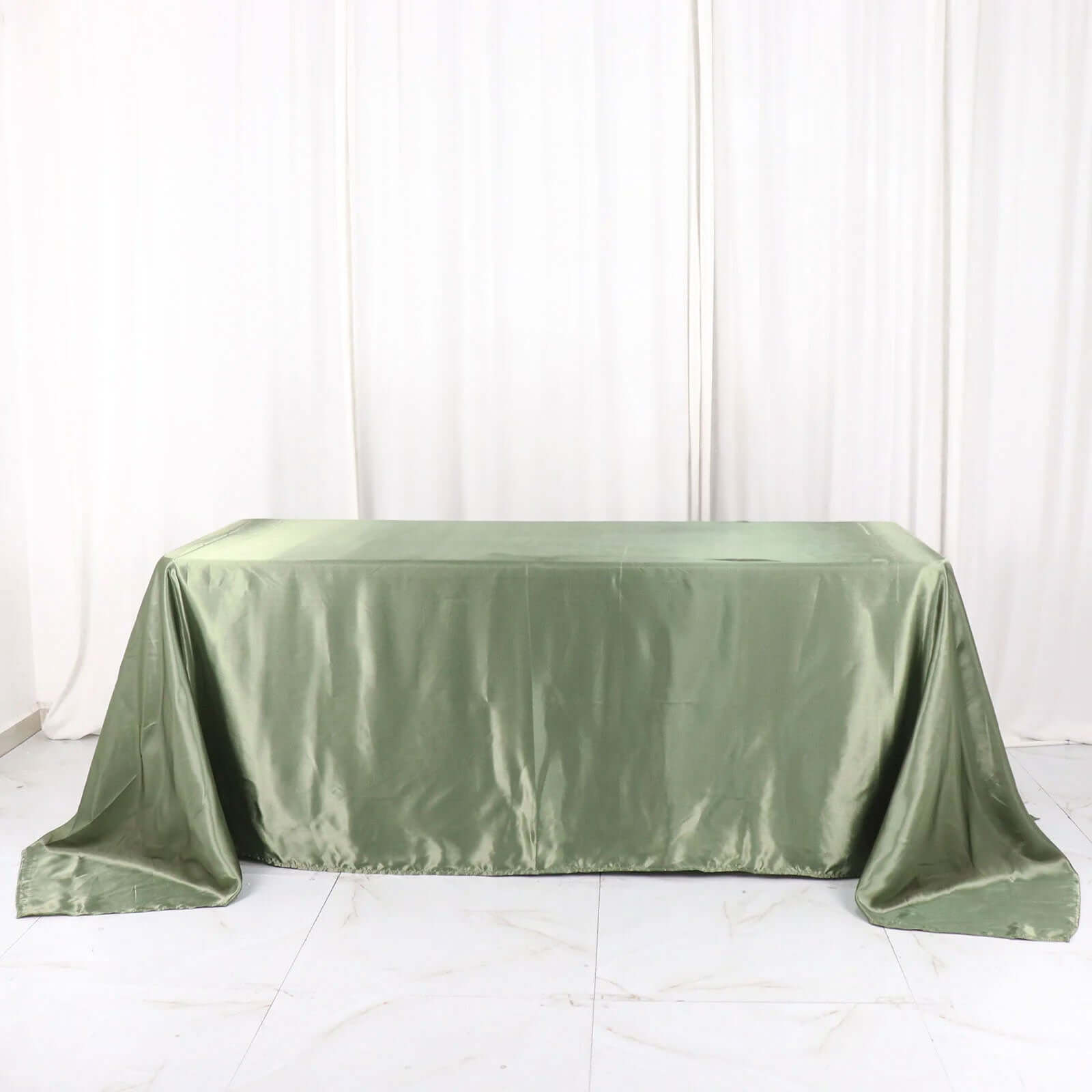 Satin Rectangular 90x132 Tablecloth Dusty Sage Green Satin - Seamless Table Cover