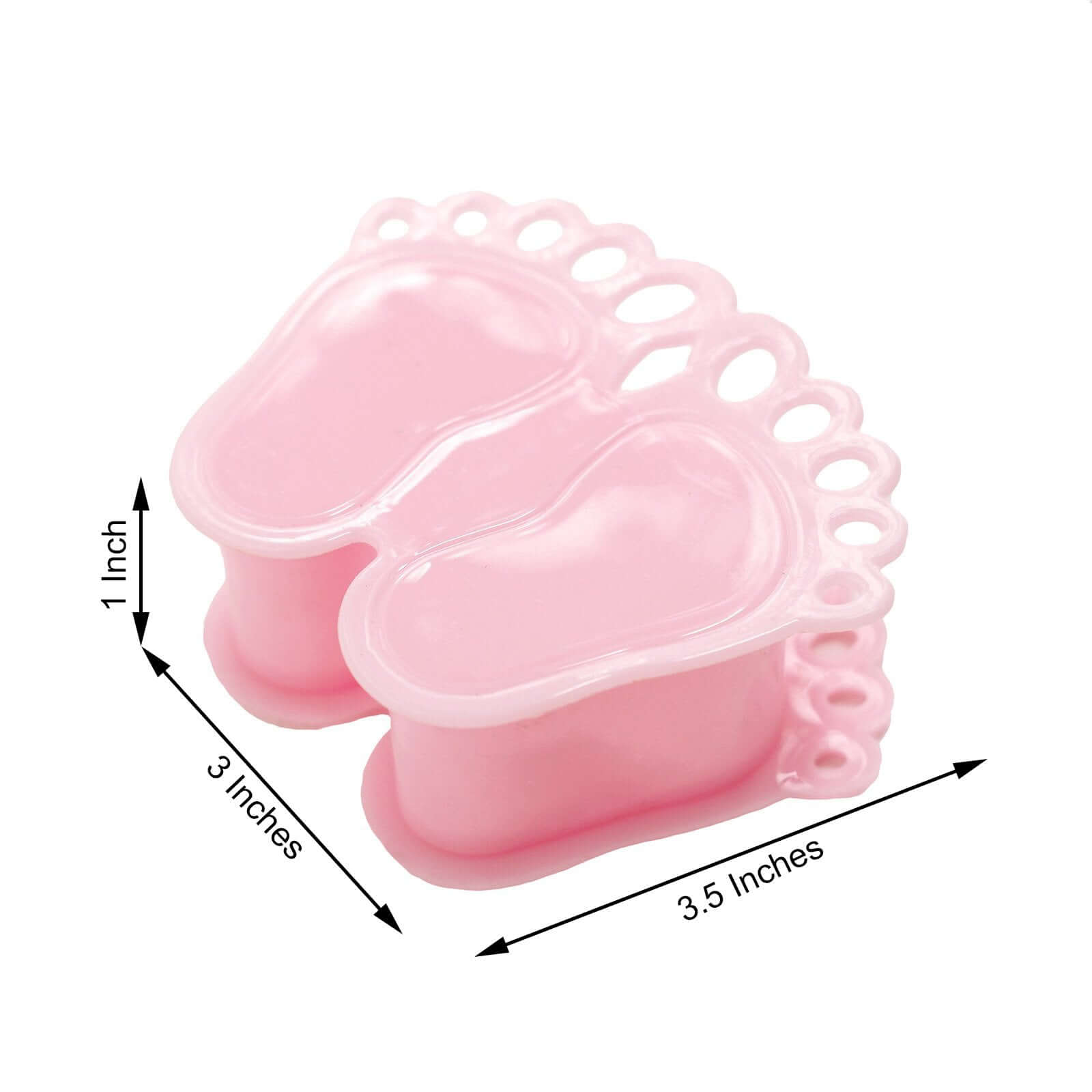 12-Pack Fillable Mini Candy Container in Baby Feet Style Clear/Pink - Unique Candy Treat Favor Boxes for Baby Shower 3.5