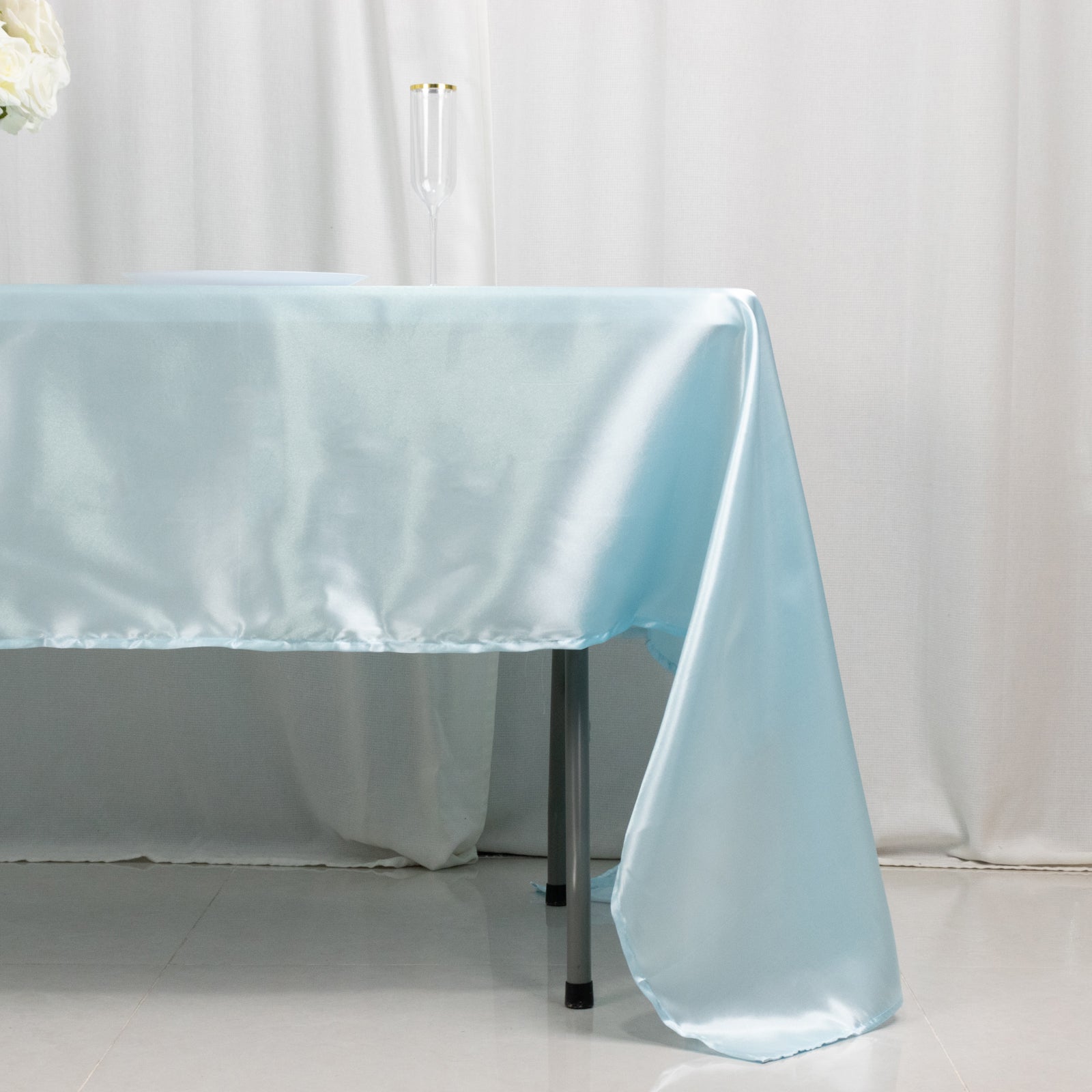 Satin Rectangular 60x126 Tablecloth Light Blue - Smooth and Lustrous Table Cover