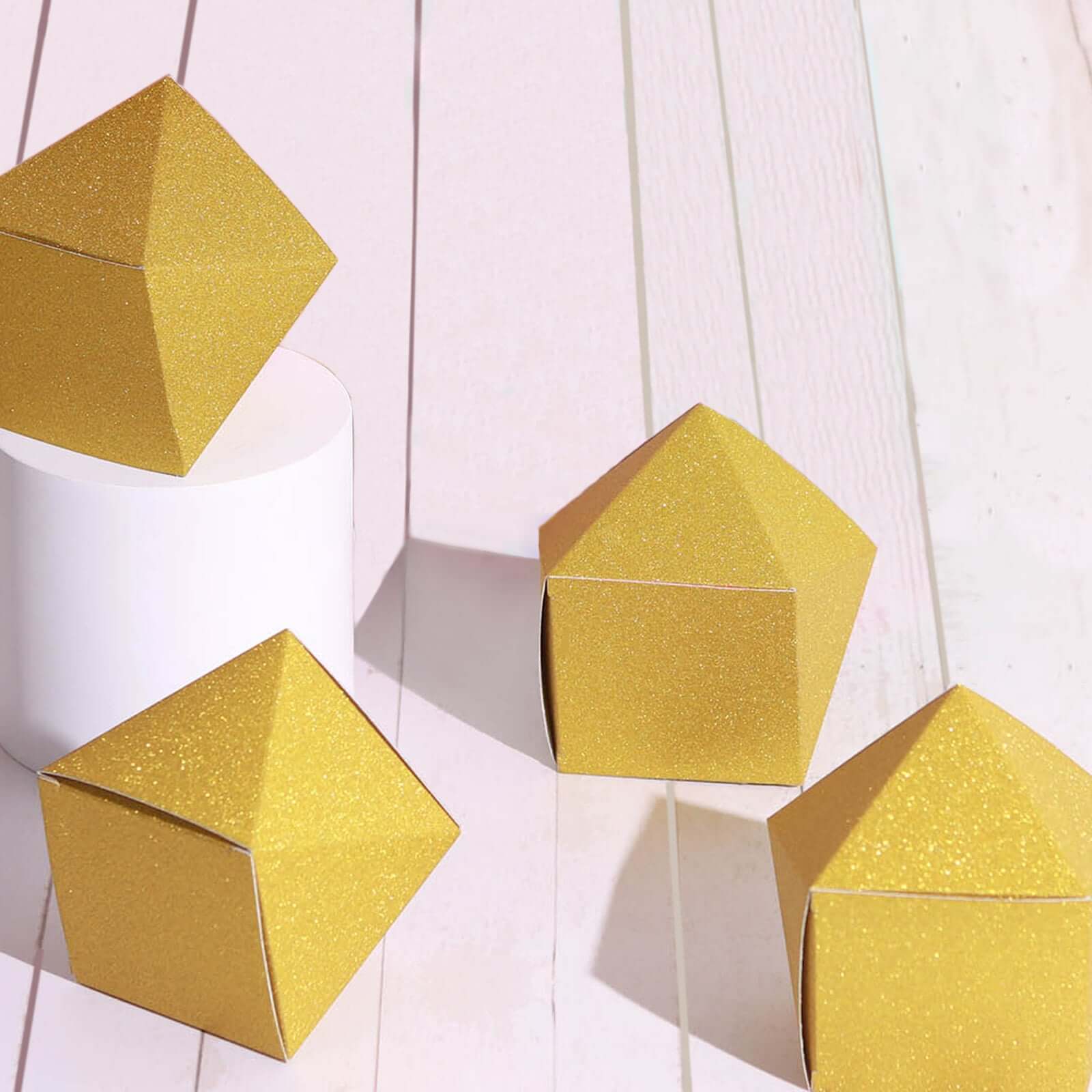 25 Pack 2x3 Geometric Gold Glitter Wedding Favor Candy Gift Boxes