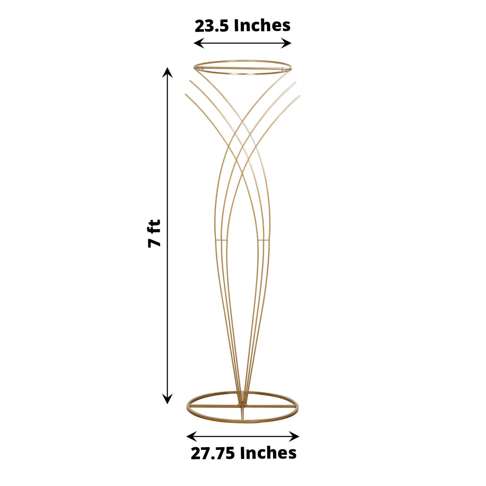 7ft Tall Gold Metal Mermaid Tail Floor Standing Flower Frame Pedestal, Wedding Floral Display Backdrop Stand