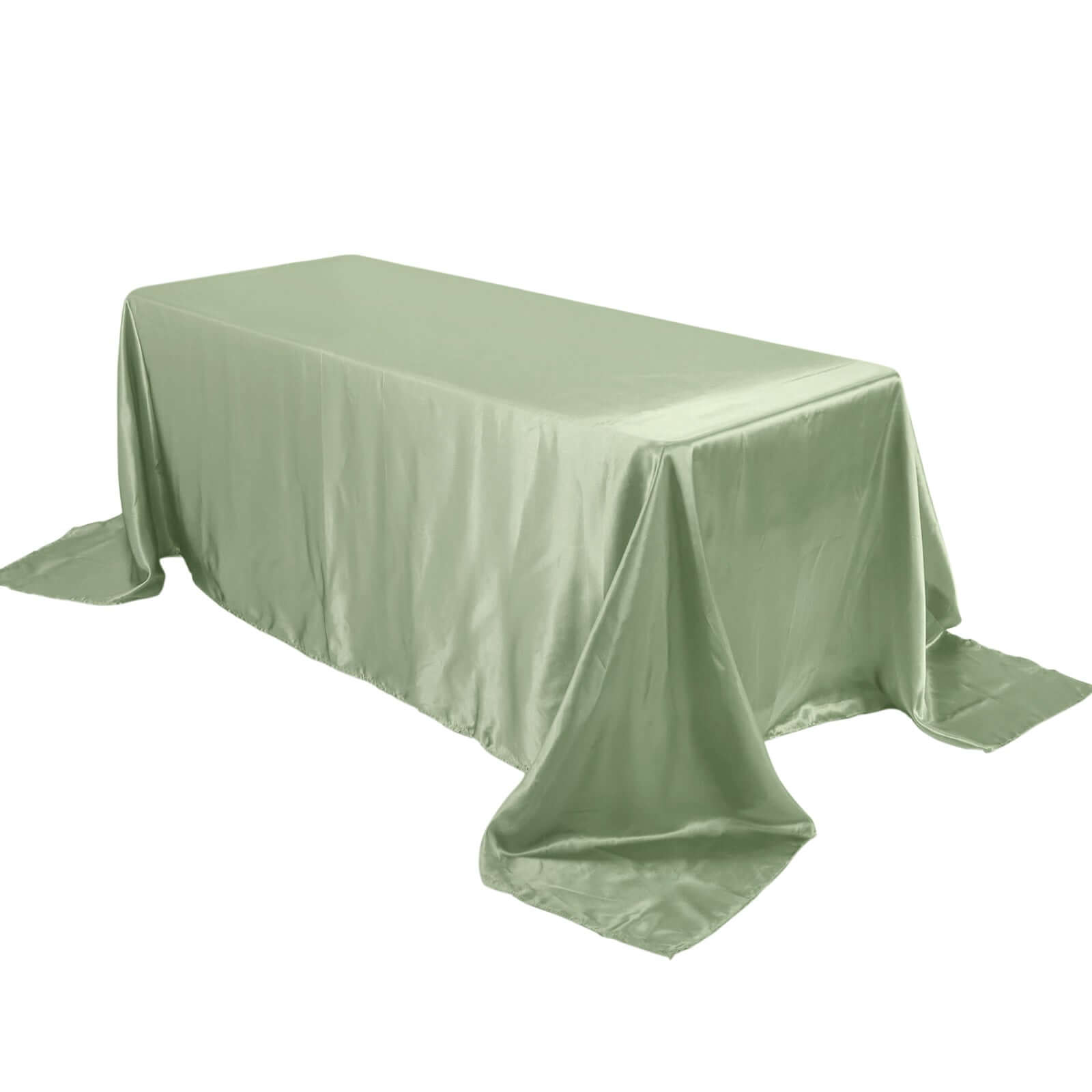 Satin Rectangular 90x132 Tablecloth Sage Green Satin - Seamless Table Cover