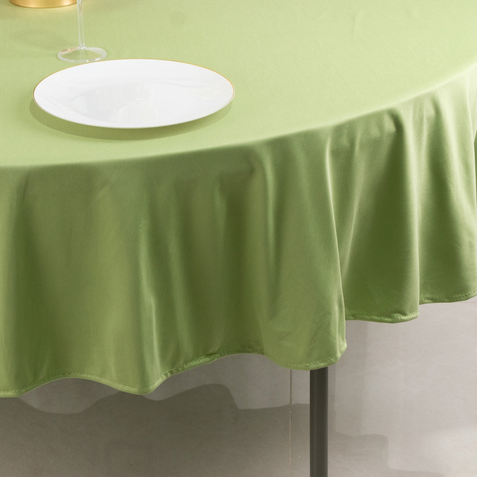 Premium Scuba Round 90 Tablecloth Sage Green - Wrinkle Free & Stain Resistant Table Cover