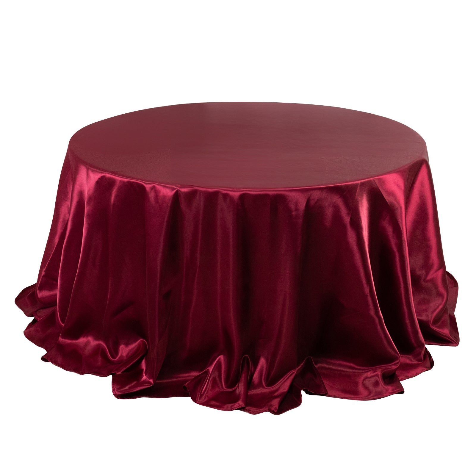 Satin 132 Round Tablecloth Burgundy - Stylish Seamless Table Cover