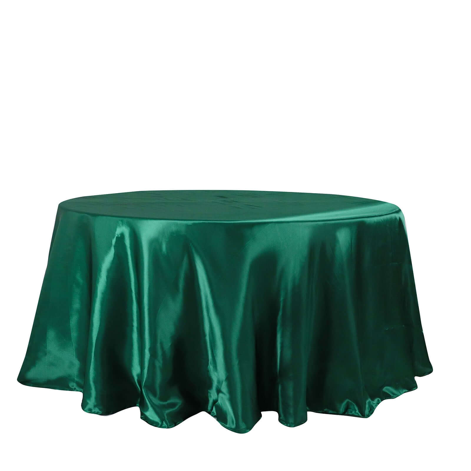Satin 132 Round Tablecloth Hunter Emerald Green - Stylish Seamless Table Cover