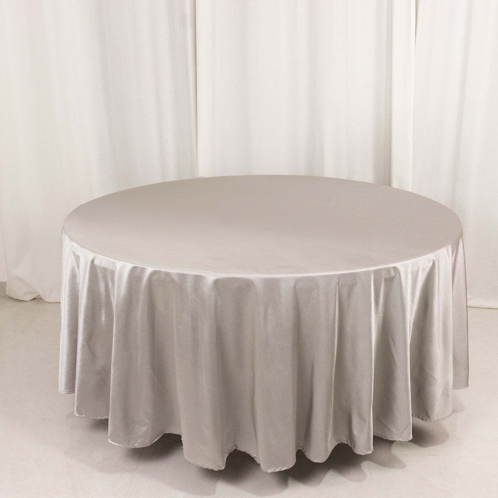 Premium Scuba Round 108 Tablecloth Shimmering Silver - Wrinkle Free & Stain Resistant Table Cover
