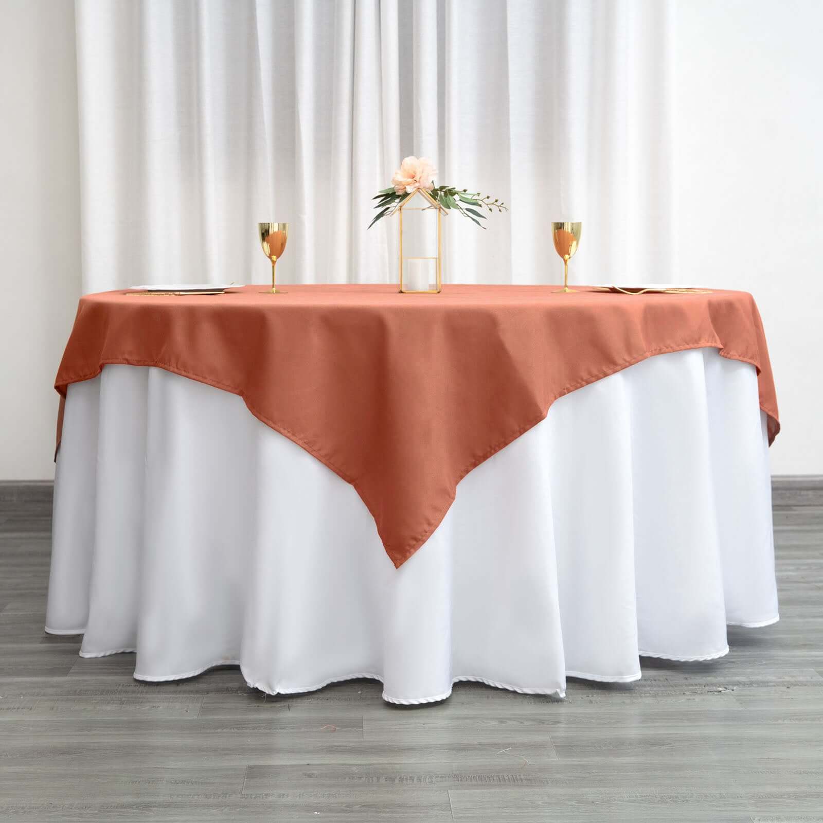 Polyester Square 70x70 Tablecloth Terracotta (Rust) - Wrinkle-Resistant & Durable Table Cover